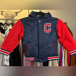 Kids Reversible Cleveland Indians Navy and Red Varsity Jacket